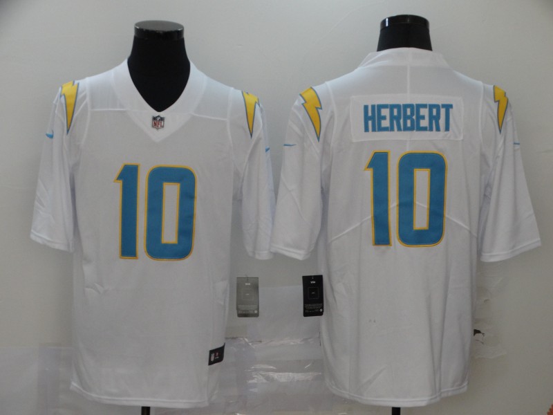 Men's Los Angeles Chargers #10 Justin Herbert 2020 White Vapor Stitched NFL Jersey